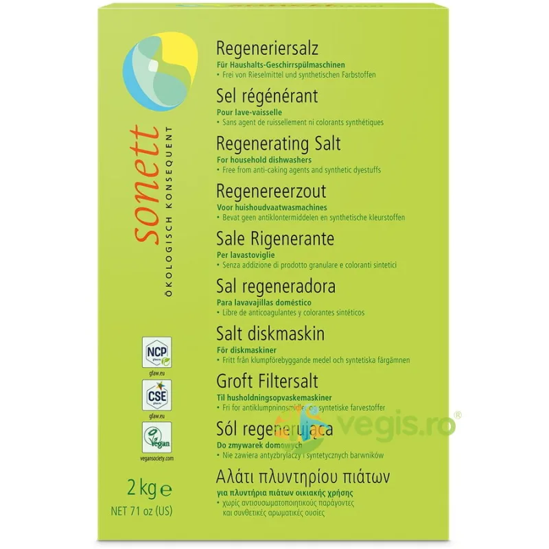 Sare Regeneranta pentru Masina de Spalat Vase Ecologica/Bio 2kg SONETT — preț și oferte