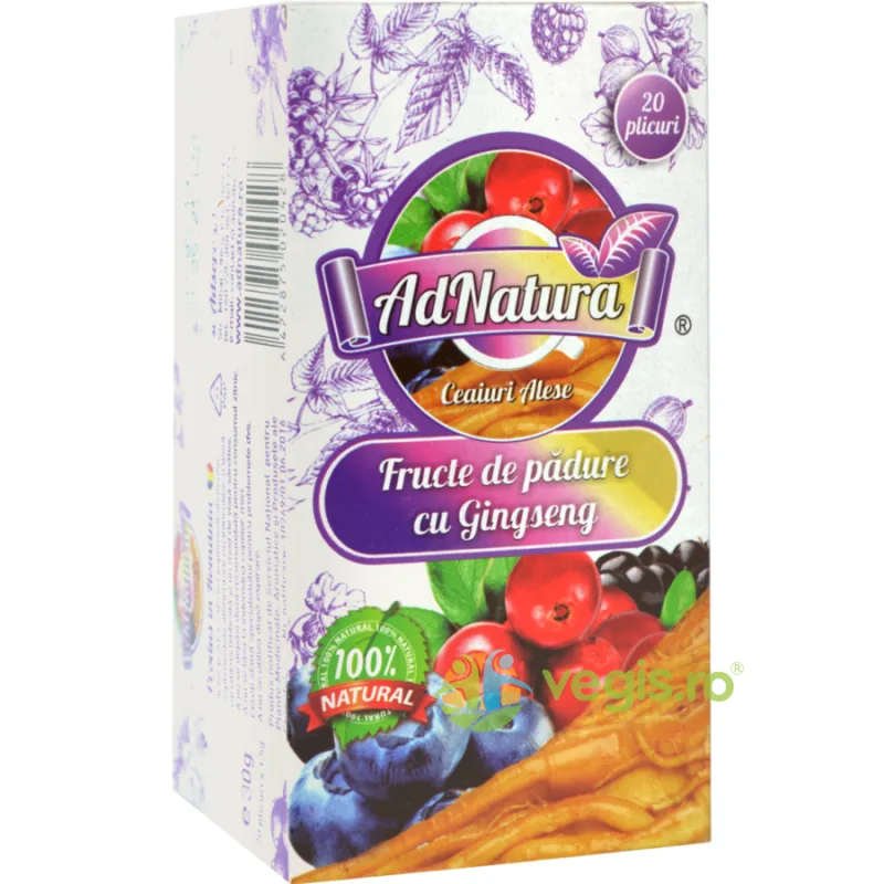 Ceai Fructe De Padure Cu Ginseng 20Dz ADNATURA — preț și oferte
