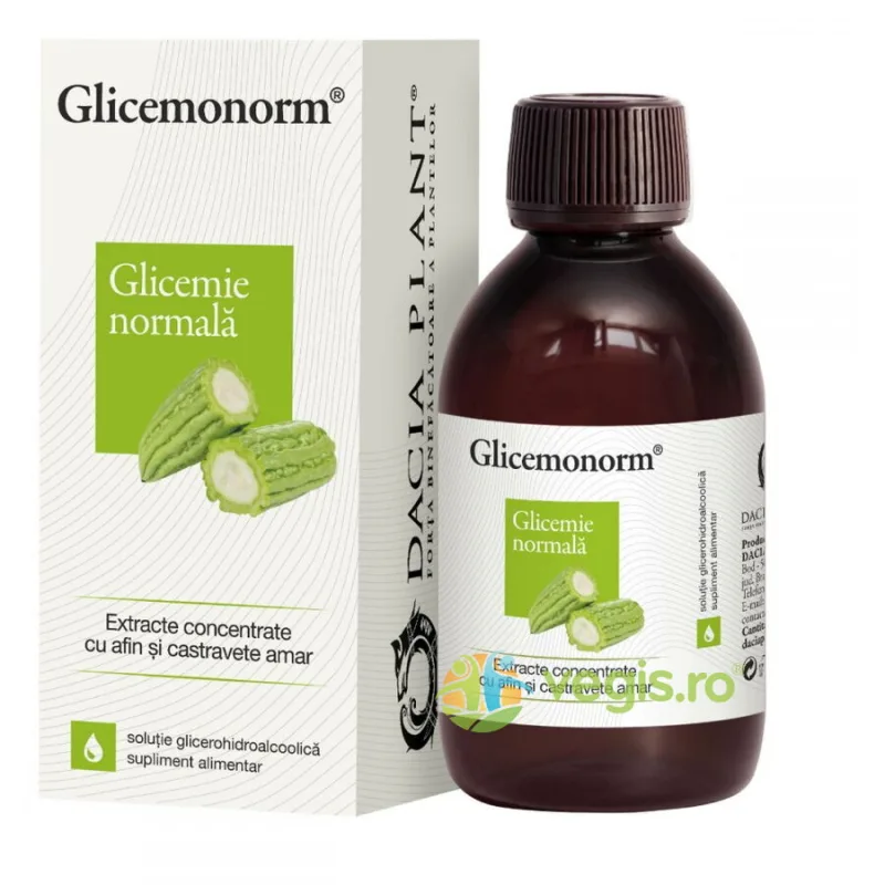Glicemonorm Tinctura cu Extract de Castravete Amar 200ml DACIA PLANT — preț și oferte
