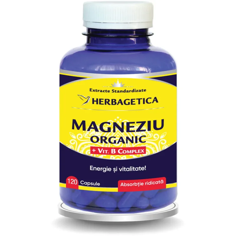 Magneziu Organic cu B Complex 120cps HERBAGETICA — preț și oferte
