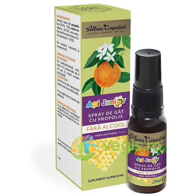 Spray de Gat cu Propolis fara Alcool Api Junior 20ml Albina Carpatina — preț și oferte