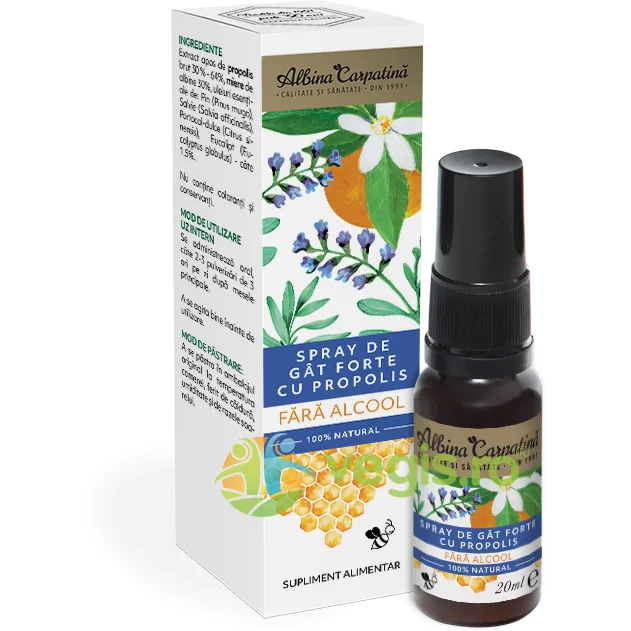 Spray de Gat Forte cu Propolis fara Alcool 20ml Albina Carpatina — preț și oferte