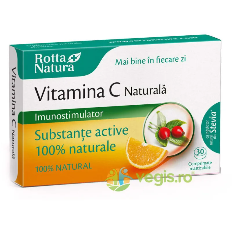 Vitamina C Naturala Extract de Macese 30cpr Masticabile ROTTA NATURA — preț și oferte