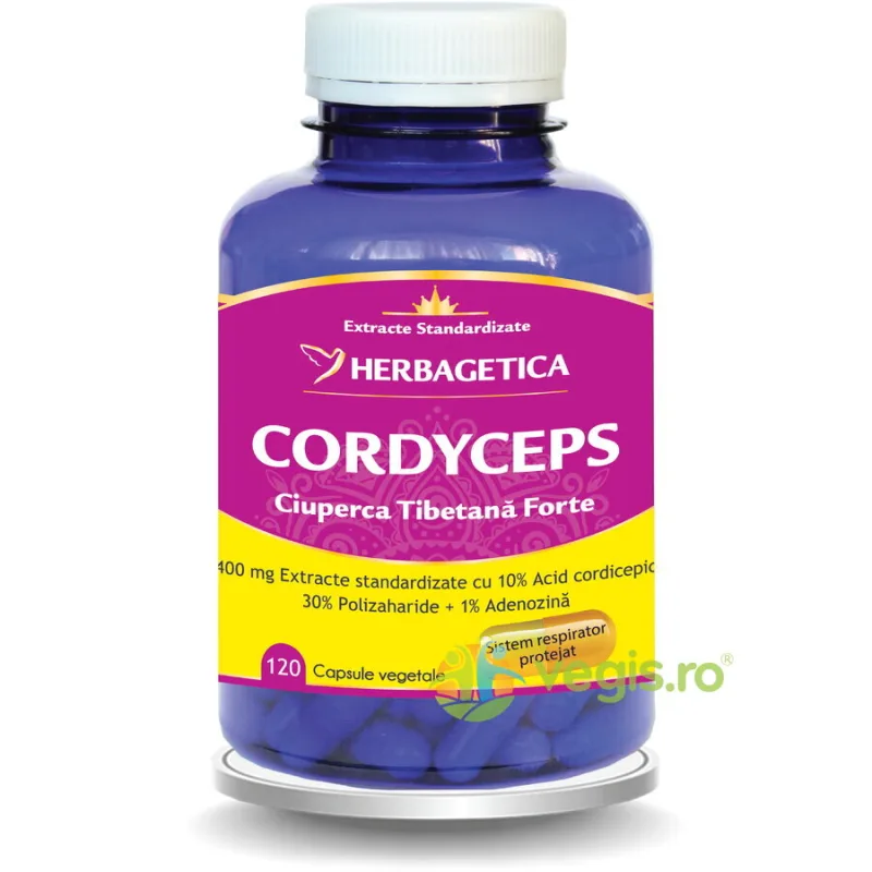 Cordyceps - Ciuperca Tibetana Forte 120cps HERBAGETICA — preț și oferte