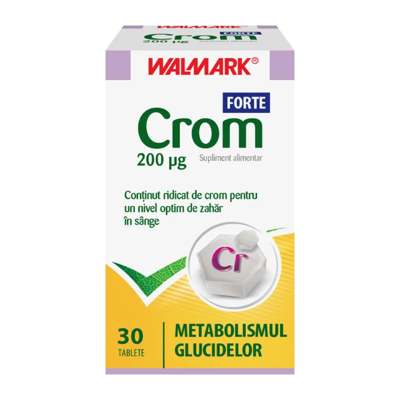 Crom Forte, 200 mcg, 30 tablete, Walmark — preț și oferte
