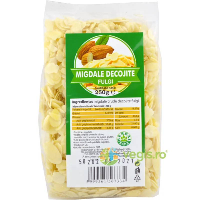 Fulgi De Migdale Crude Decojite 250g Herbavit — preț și oferte