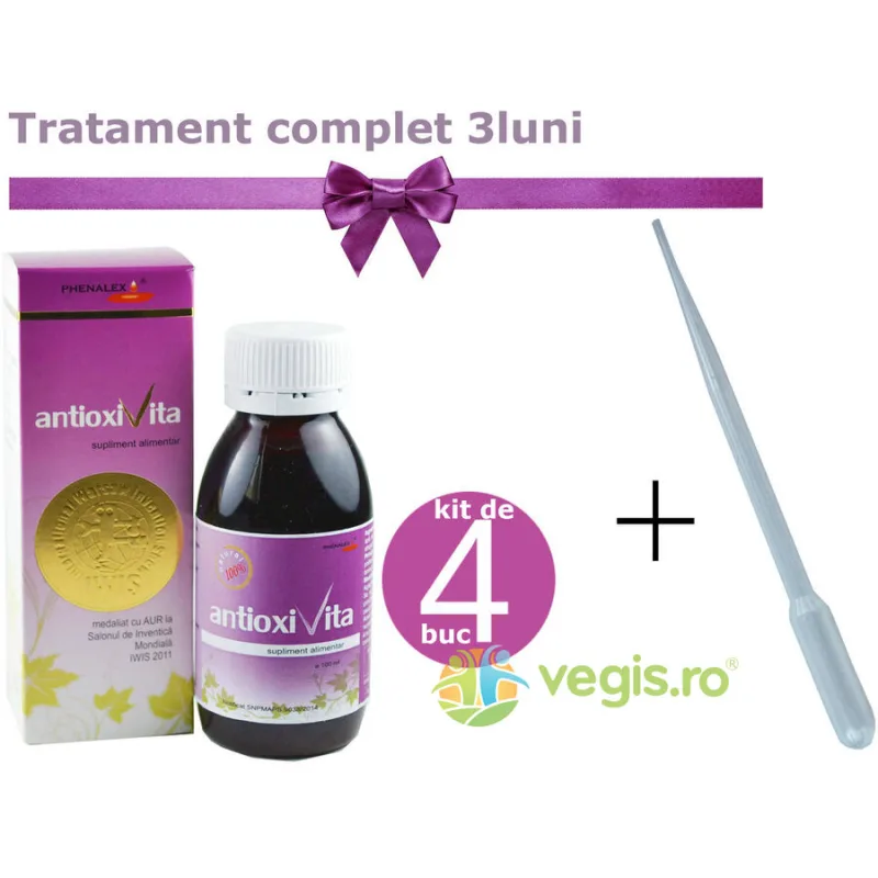 Pachet Tratament Complet pentru 3 Luni Antioxivita 100ml x 4buc + Pipeta pentru Dozaj 3ml PHENALEX — preț și oferte