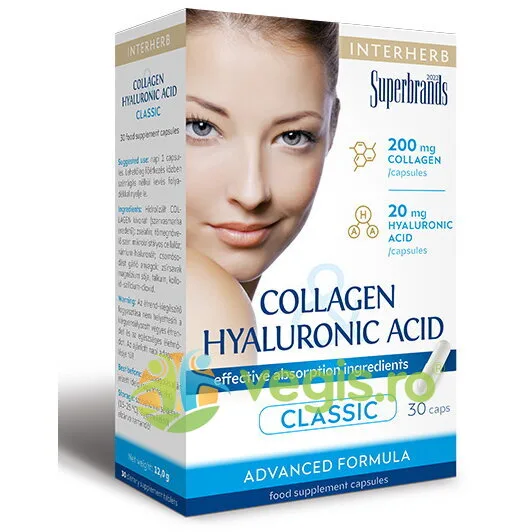 Colagen si Acid Hialuronic 30cps INTERHERB — preț și oferte