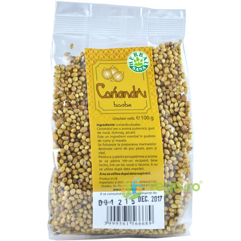 Coriandru Boabe 100g Herbavit — preț și oferte