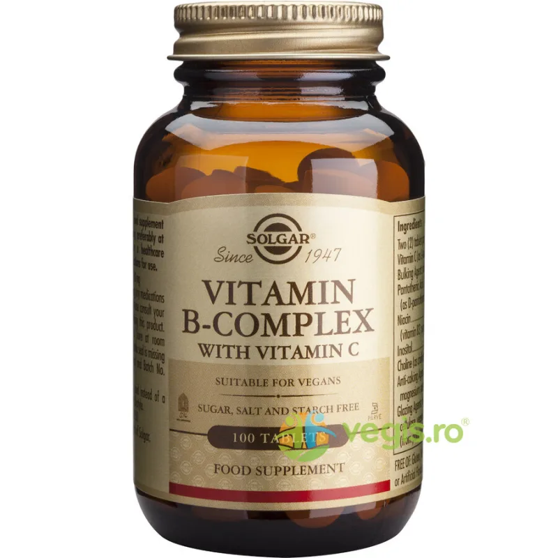 B-Complex Cu Vitamina C 100tb SOLGAR — preț și oferte