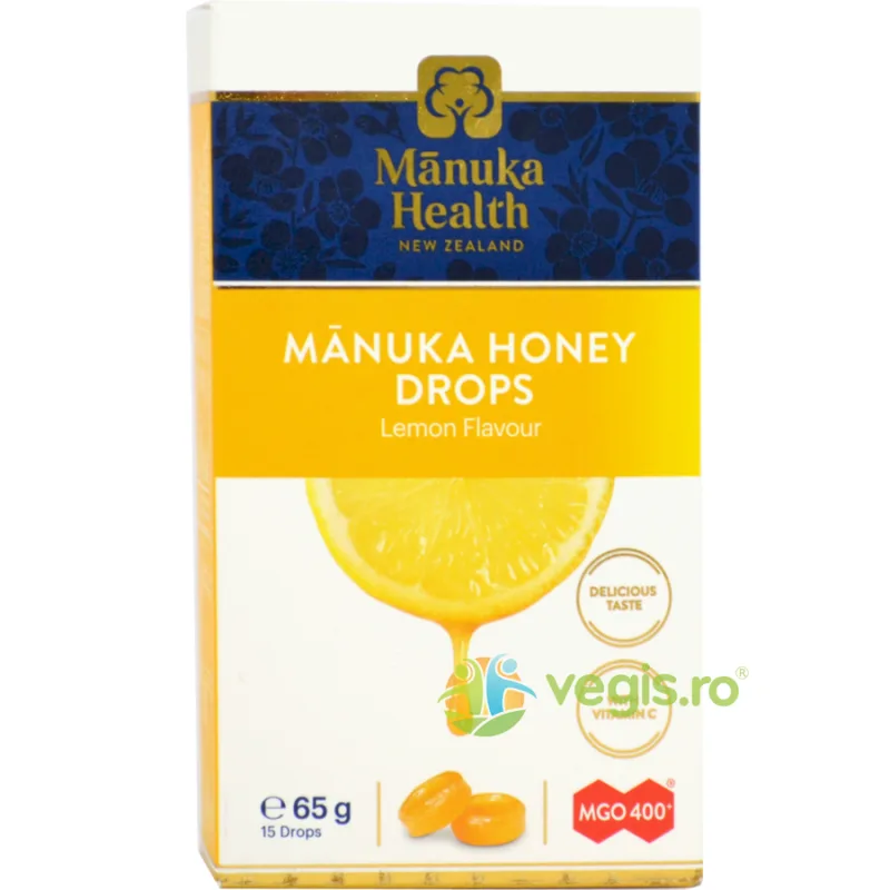 Bomboane cu Miere de Manuka MGO™ 400+ si Lamaie 65g MANUKA&nbsp;HEALTH — preț și oferte