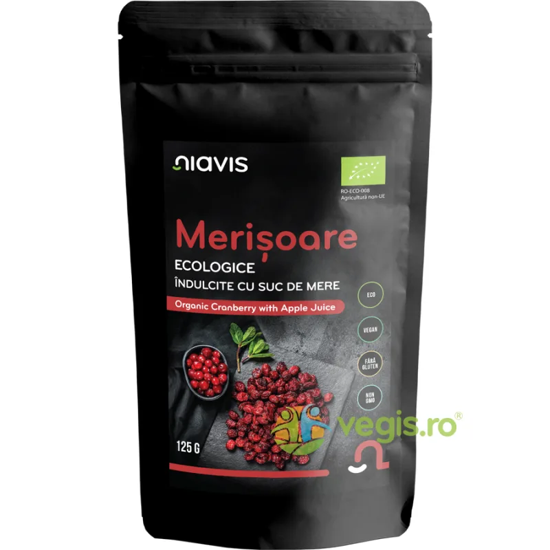 Merisoare Confiate Indulcite cu Suc de Mere fara Gluten Ecologice/Bio 125g NIAVIS — preț și oferte