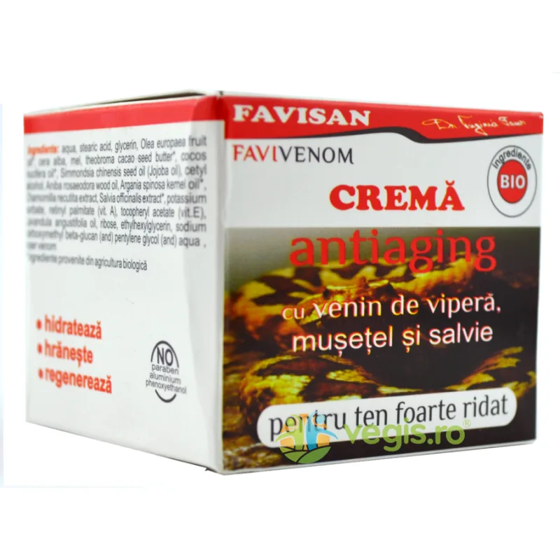Crema Antiaging Favivenom cu Venin de Vipera, Musetel si Salvie 50ml — preț și oferte