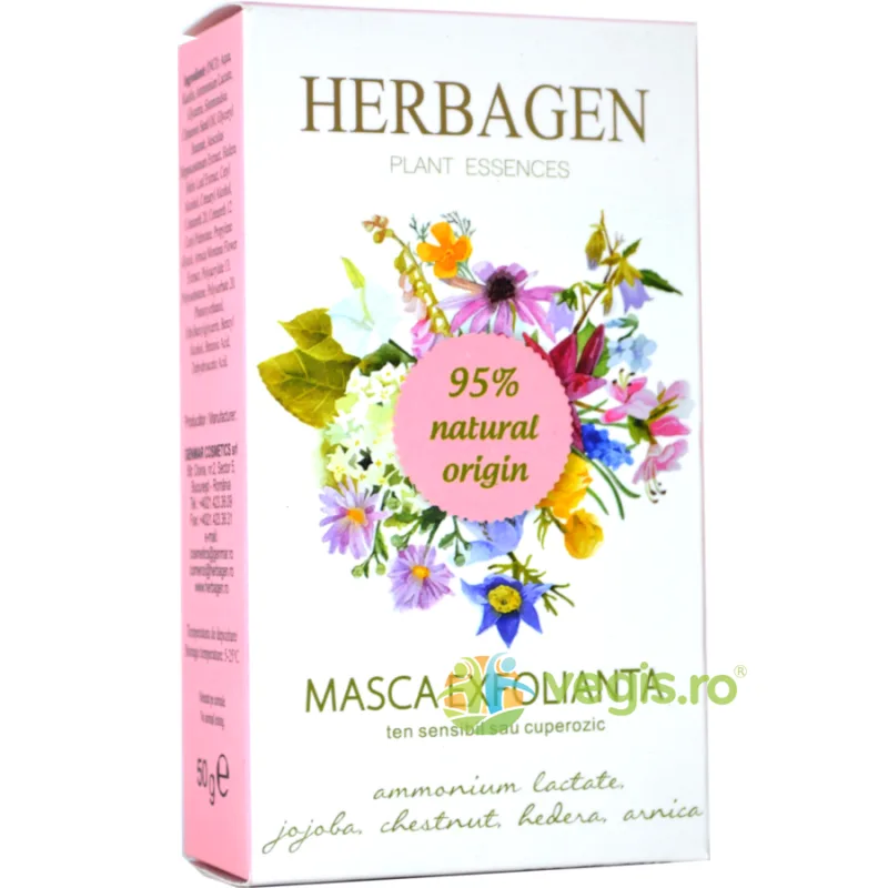 Masca Exfolianta pentru Ten Sensibil sau Cuperozic 50g Herbagen — preț și oferte