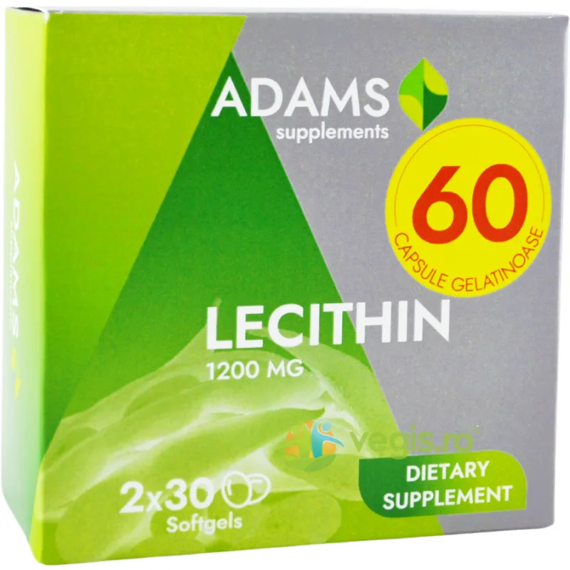 Lecitina 1200mg 60cps moi (30cps+30cps) ADAMS VISION — preț și oferte