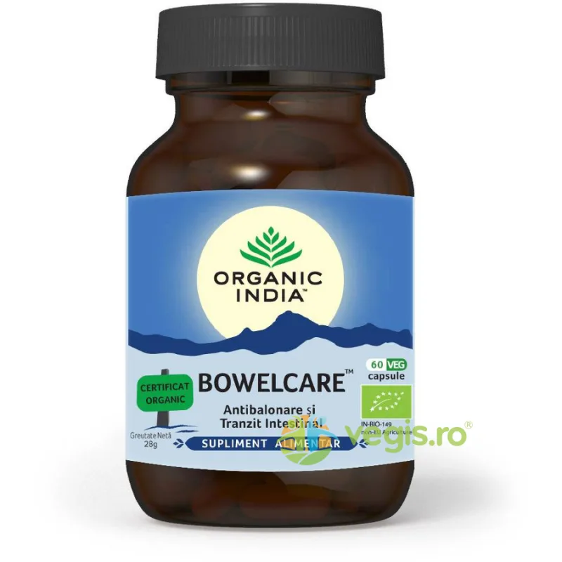 Bowelcare Antibalonare si Tranzit Intestinal Ecologic/Bio 60cps vegetale ORGANIC INDIA — preț și oferte