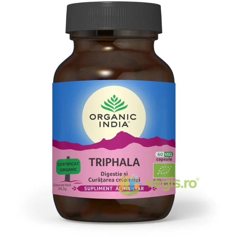 Triphala Ecologica/Bio 60cps vegetale ORGANIC INDIA — preț și oferte
