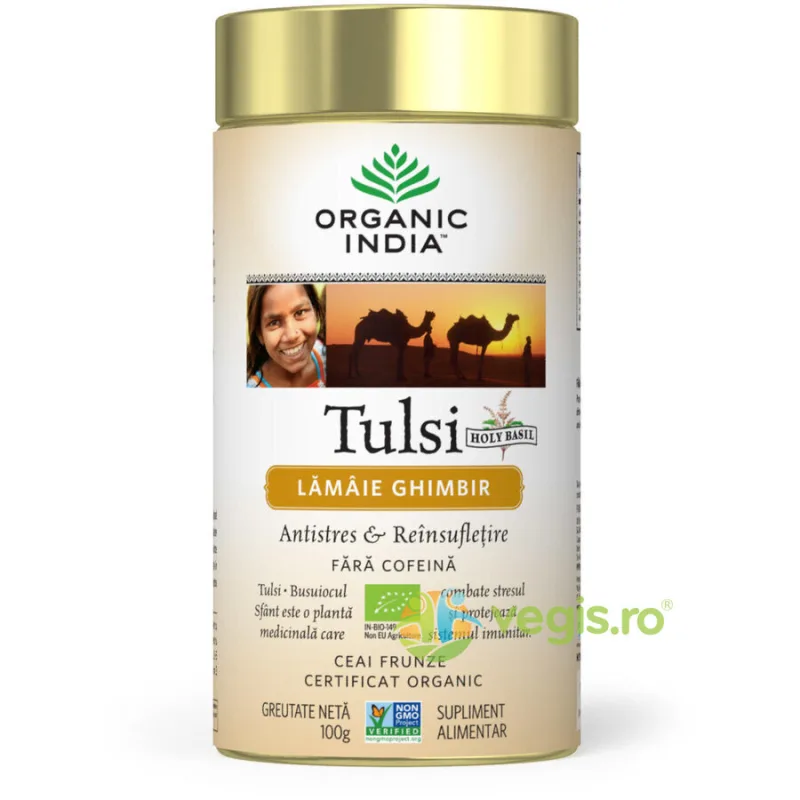 Ceai Tulsi cu Lamaie si Ghimbir Ecologic/Bio 100g ORGANIC INDIA — preț și oferte