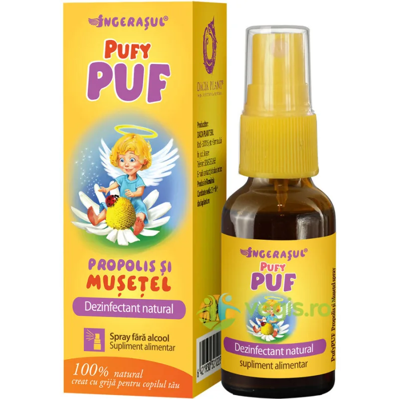 Pufy Puf Ingerasul - Propolis Si Musetel Spray Fara Alcool 20ml DACIA PLANT — preț și oferte