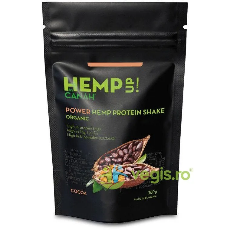POWER Shake Proteic de Canepa si Cacao Hemp Up Ecologic/Bio 300g Canah — preț și oferte