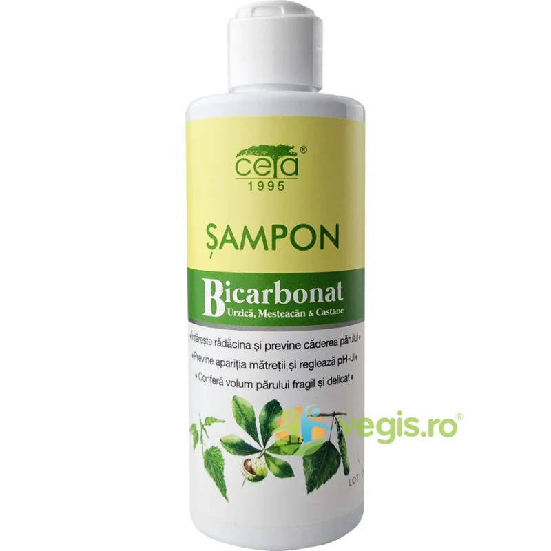 Sampon cu Bicarbonat, Urzica, Mesteacan si Castane Flacon 200ml Ceta Sibiu — preț și oferte