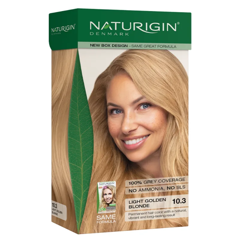 Vopsea pentru par nuanta 10.3 Light Golden Blonde, 115 ml, Naturigin — preț și oferte