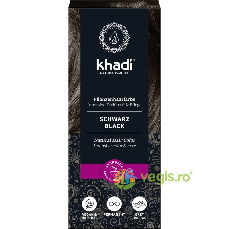 Vopsea de Par Naturala Negru 100g Khadi — preț și oferte