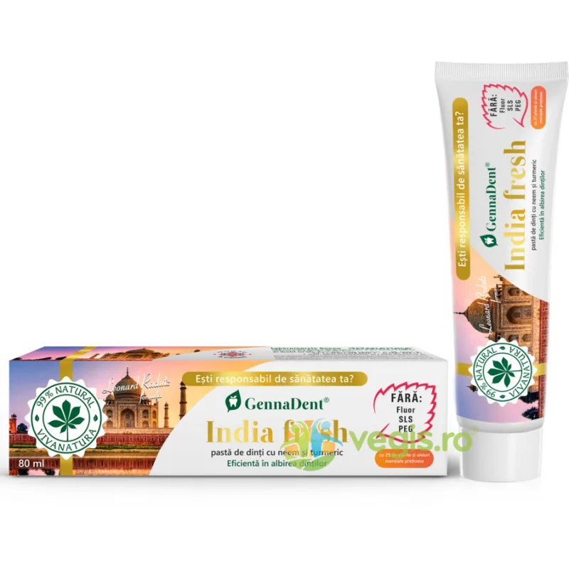 Pasta de Dinti India Fresh cu Neem si Turmeric 80ml VIVA&nbsp;NATURA — preț și oferte