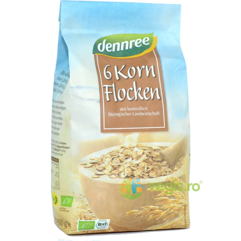 Fulgi din 6 Cereale Ecologici/Bio 500g Dennree — preț și oferte