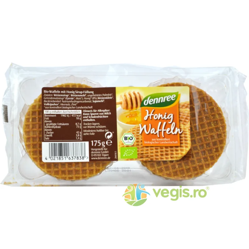 Vafe cu Miere Ecologice/Bio 175g Dennree — preț și oferte