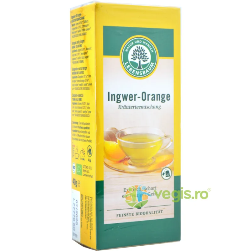 Ceai de Ghimbir cu Portocale Ecologic/Bio 20 plicuri 40g LEBENSBAUM — preț și oferte