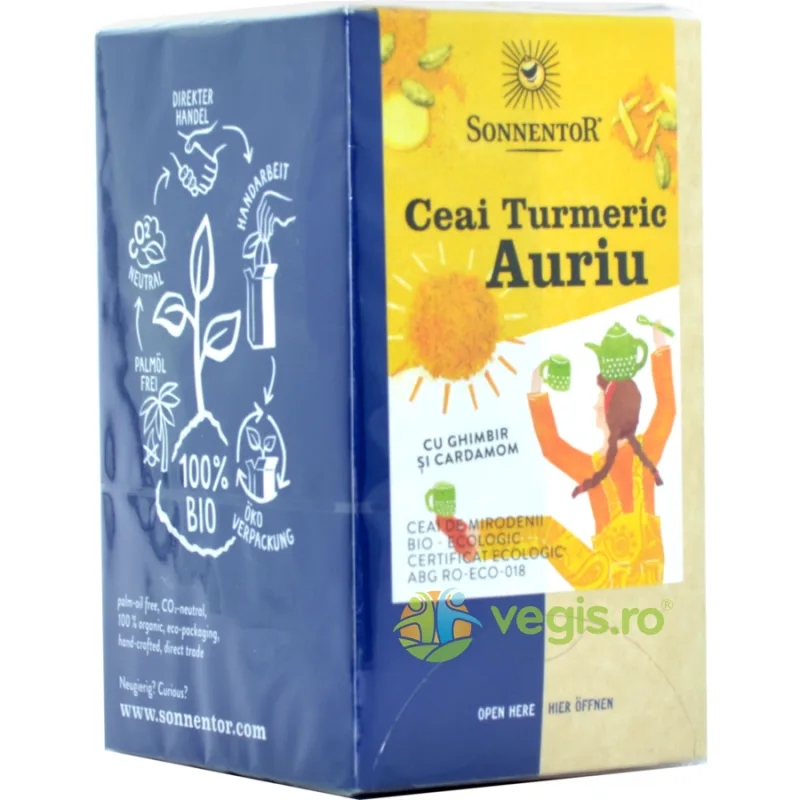 Ceai Turmeric Auriu cu Ghimbir si Cardamom Ecologic/Bio 18dz SONNENTOR — preț și oferte