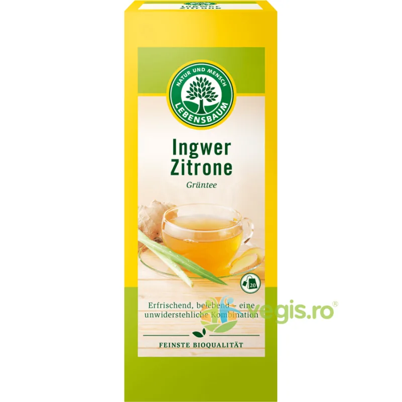 Ceai cu Ghimbir si Lamaie Ecologic/Bio 20 plicuri LEBENSBAUM — preț și oferte