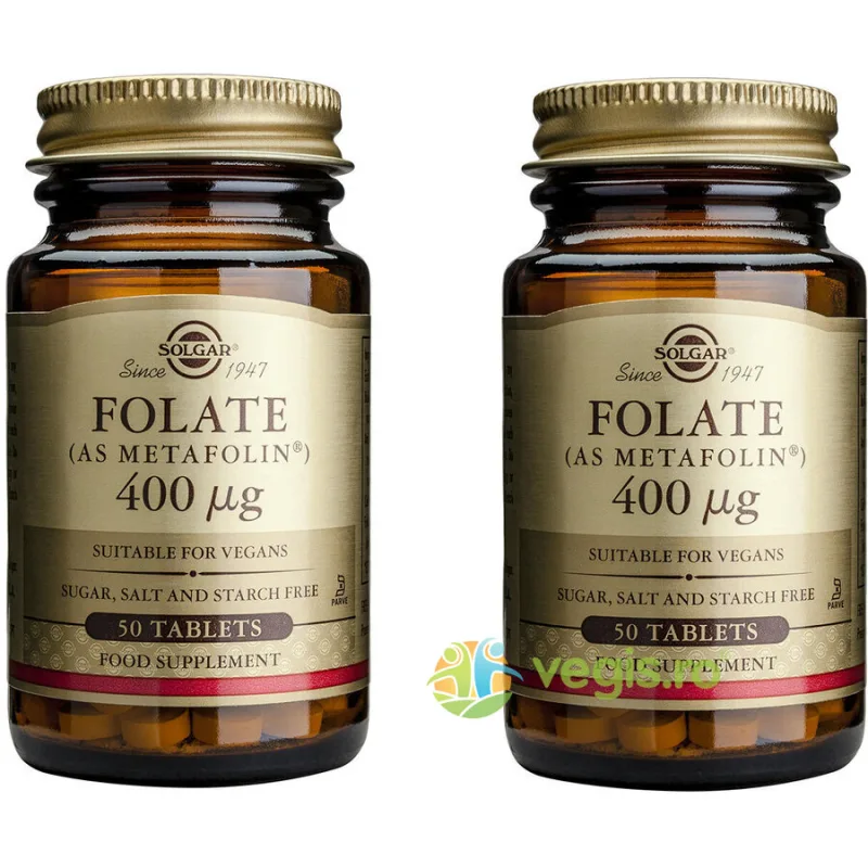 Pachet Folate 400ug 50tb + 50tb (ca Metafolin) SOLGAR — preț și oferte
