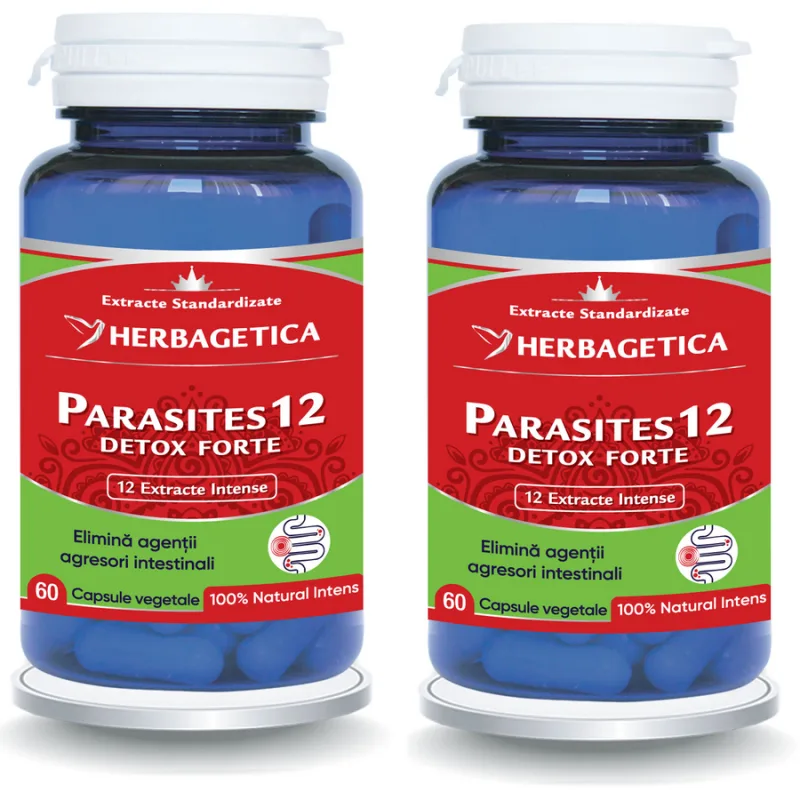 Pachet Parasites 12 Detox Forte 60cps+60cps (50% reducere la al doilea produs) HERBAGETICA — preț și oferte