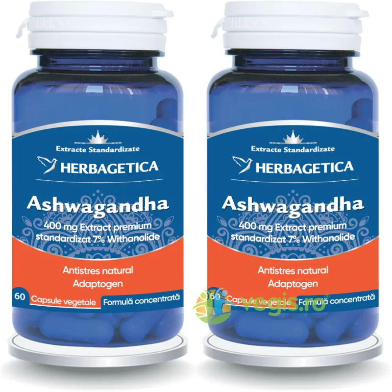 Pachet Ashwagandha 60cps+60cps (50% reducere la al doilea produs) HERBAGETICA — preț și oferte