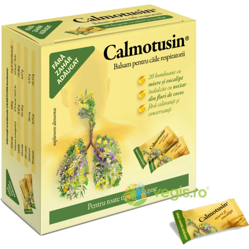 Calmotusin - Dropsuri cu Miere si Eucalipt 20buc 100g DACIA PLANT — preț și oferte