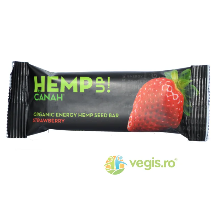 Baton din Seminte de Canepa cu Capsuni Ecologic/Bio 48g Canah — preț și oferte