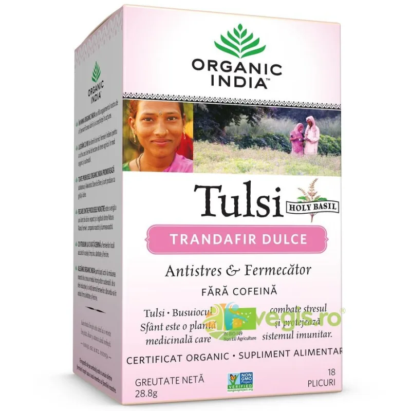 Ceai Tulsi Trandafir Dulce Ecologic/Bio 18dz ORGANIC INDIA — preț și oferte