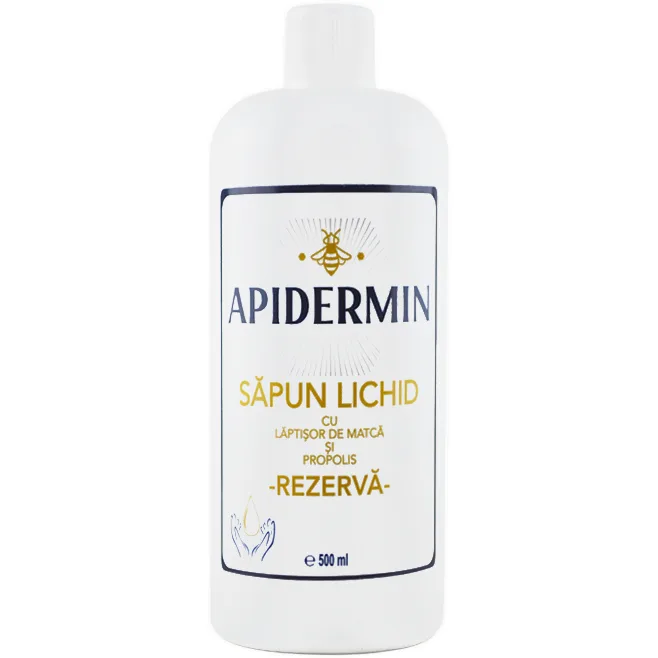 Sapun Lichid (Rezerva) cu Laptisor de Matca si Propolis Apidermin 500ml COMPLEX APICOL — preț și oferte