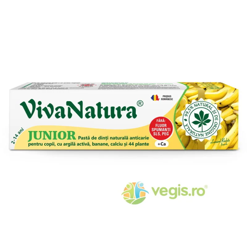 Pasta de Dinti cu Banane Junior fara Fluor 80ml VIVA&nbsp;NATURA — preț și oferte