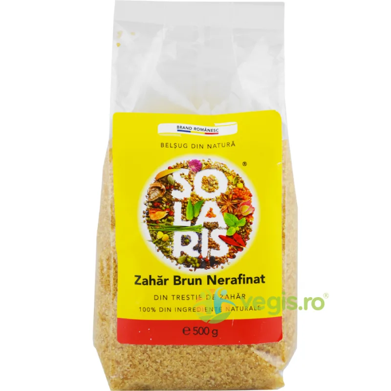 Zahar Brun Nerafinat din Trestie de Zahar 500g SOLARIS — preț și oferte