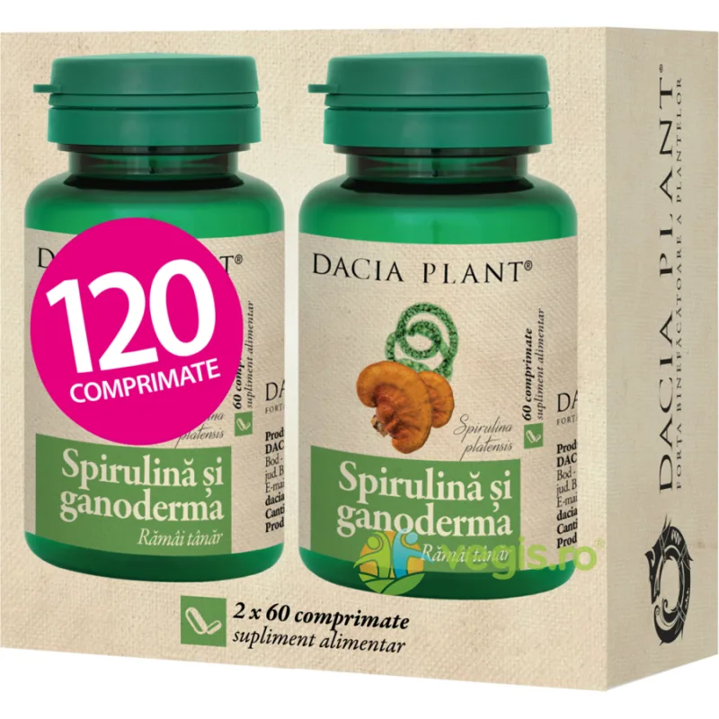 Spirulina si Ganoderma 120cpr DACIA PLANT — preț și oferte