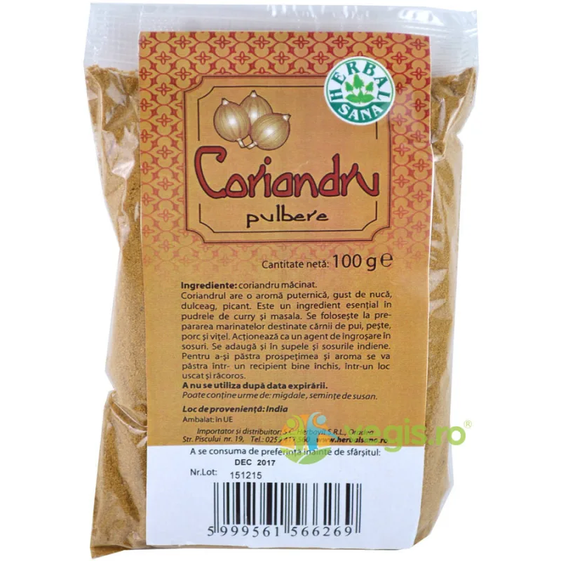 Coriandru Pulbere 100gr Herbavit — preț și oferte