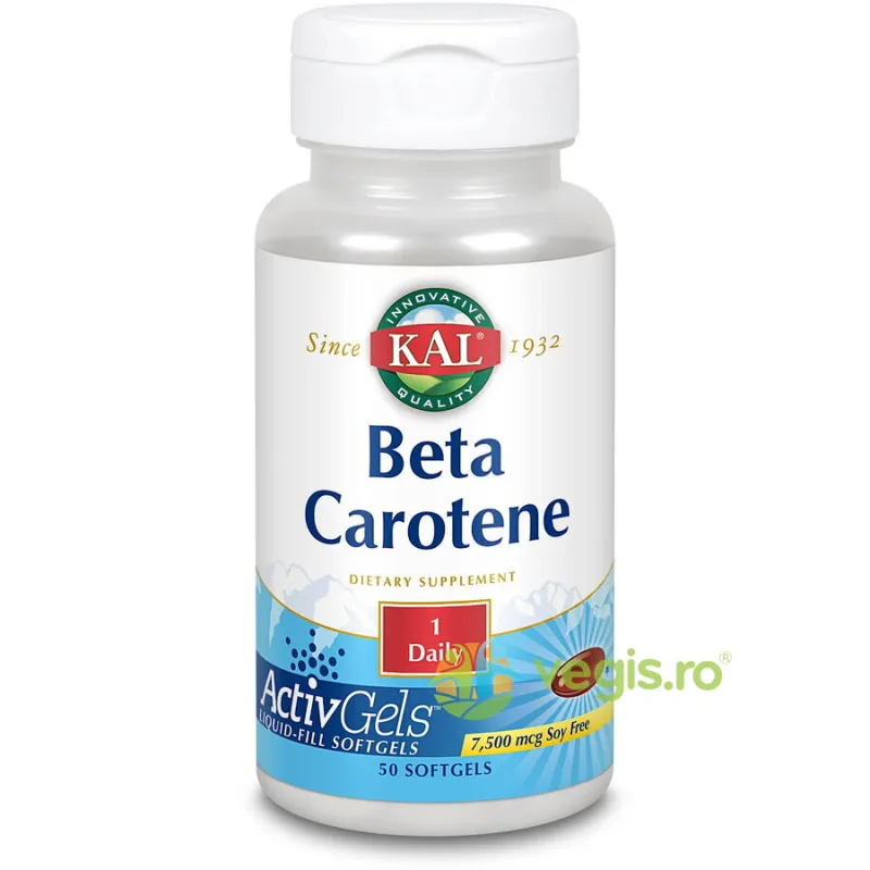 Beta Carotene (Beta Caroten) 7500ui 50cps Secom, Kal — preț și oferte