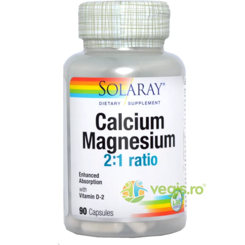 Calciu Magneziu cu Vitamina D 90cps Secom, Solaray — preț și oferte