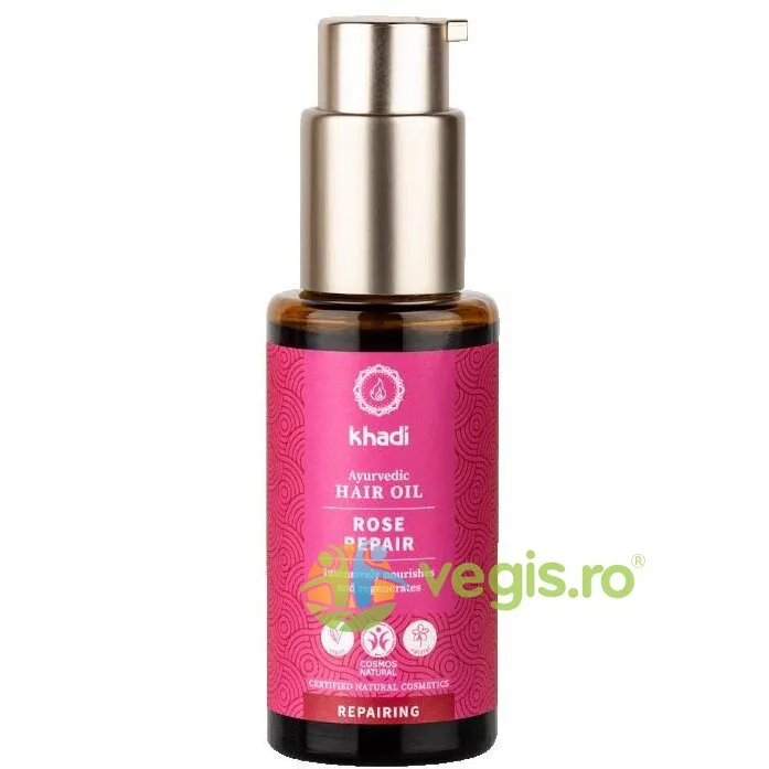 Ulei Reparator pentru Par Uscat Degradat cu Trandafir Rose Repair 50ml Khadi — preț și oferte