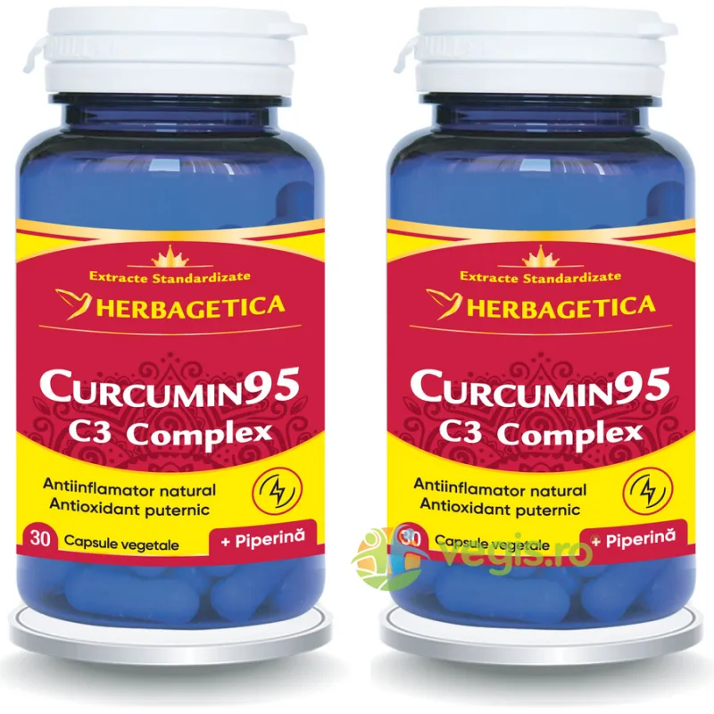 Pachet Curcumin 95 C3 Complex 30cps+30cps (50% reducere la al doilea produs) HERBAGETICA — preț și oferte