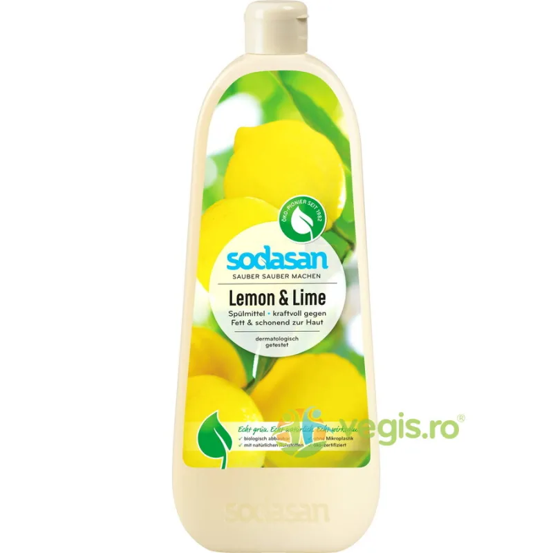 Detergent de Vase Lichid cu Lamaie 1L Sodasan — preț și oferte