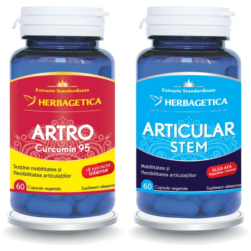Pachet Artro Curcumin 95 60cps + Articular Stem 60cps (50% reducere la al doilea produs) HERBAGETICA — preț și oferte